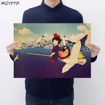 Kiki ' s Delivery Service Kraft Anime Knyga Plakatas Siena Lipdukas Namų Puošybai Tapybos 50.5x35 cm