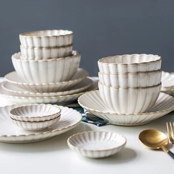 Baltos Spalvos Keramikos Plokštės Nustatyti Namuose Vakarienės Lėkštės Dubenį Kepsnys Salotos Stalo Kūrybos Šiaurės Pusryčių Patiekalų Plokščių Rinkinius Kavos Puodelis Puodelis
