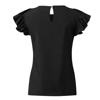 Camisa Moterims Palaidinės, Trumpos Pynimas Rankovės O-kaklo Tunika Palaidinė Atostogų Paprasto Marškinėliai Blusas Mujer De Moda 2021 Plius Dydžio Palaidinė #s