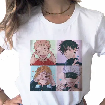 Džiudžiutsu Kaisen Marškinėliai Kawaii Anime spausdinti ponios T-shirt atsitiktinis pagrindai O-apykakle balti marškiniai trumpomis rankovėmis ponios T-shirt,Lašas Laivas