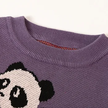 Medvilnės Šiltas Animacinių Filmų Panda Print Kalėdų Džemperis Megztinis Moterims Topai Rudens Žiemos Megztiniai, Žemiausią Drabužiai, Trikotažo Gaminiai Df66