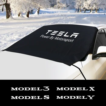 Automobilių Priekinio Lango Žiemos prekinis, galinis Stiklo Sniego Blokuoti Saulės Šešėlis Apima Tesla Model 3 S X Y P100D Logotipas Auto Raštas Priedai