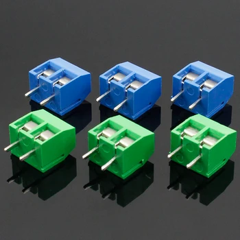 20PCS/DAUG KF301-2P KF301-5.0-2P KF301 Varžtas 2Pin 5.0 mm Tiesiai Pin PCB Varžtas Gnybtų Bloko Jungtis Mėlyna ir žalia