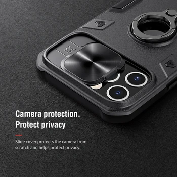 IPhone 12 Pro Max Atveju Nillkin Šarvai Poveikio Skaidrių Kameros Objektyvo Apsaugos Žiedas Turėtojas atsparus smūgiams gaubtas, skirtas Apple iPhone 12