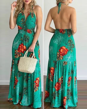 Suknelės Moterims, Vasaros Suknelė 2021 Atsitiktinis Apynasrio Gėlių Maxi Suknelės Moterų Paplūdimio Ilga Suknelė