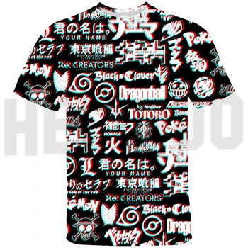 Vasaros Vyrų Vienas gabalas 3D Atspausdintas T-shirt Japonų Anime Vaikų Streetwear O-kaklo trumparankoviai Harajuku Stiliaus Mados Viršų