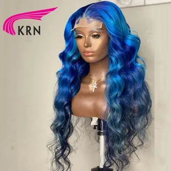 KRN 613 Mėlyna Spalva Remy Brazilijos Banguoti Plaukai Nėriniai Priekiniai Žmogaus Plaukų Perukas 613 Ombre Nėriniai Priekinio Perukai Moterims Žmogaus Perukai