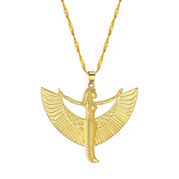 Kinitial Žavesio Aukso Senovės Egipto Deivė Pakabukas Karoliai Moterų Bijoux Maxi Pareiškimą Karoliai Collier Choker Papuošalai