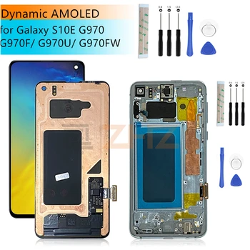 Samsung Galaxy S10e LCD Ekranas skaitmeninis keitiklis asamblėjos G970F/DS G970U G970W SM-G9700 su rėmu 