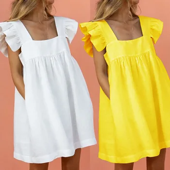2021 vasaros naują stiliaus suknelė karšto pardavimo moterų mados intelektinės laisvalaikio prarasti vientisos spalvos aikštėje apykakle suknelė LYQ067
