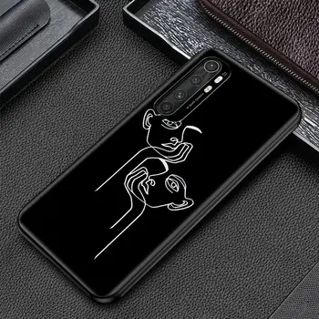 Estetinės Veido Line Art atsparus smūgiams Silikoninis TPU Case for Xiaomi Mi 10S Poco X3 NFC 10 10T 10 Pastaba Pro 9T CC9 CC9E Telefono Coque