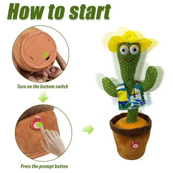Mielas Kaktusas Pliušiniai Žaislai Elektroninės Šokių, Dainavimo Purtyti Kaktusas Šokių Žaislas Sumažinti Stresą Kaktusas Švietimo Žaislas Vaikams