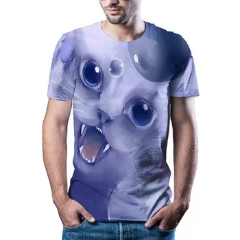 2021Summer vyriški T-Shirt Mados Asmenybės Juokingas Mielas Naminių Kačių 3D Atspausdintas Drabužius, Laisvi Didelio Dydžio Greitai-Džiovinimo T-Shirt