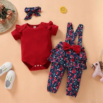Princesė Kūdikių, Mergaičių Drabužiai Nustatyti 3Pcs Megztinis Gėlių Infantil Mergaičių Drabužių Mados Šalies Krikšto 0-18 Mėnesių Mergaitė Baby Set