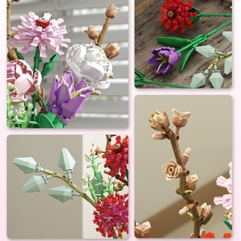 Kūrėjas Idėjų Gėlių Puokštė Blokai Ss Romantiška Rožė Gėlių Plytų Namų Puošybai Pasidaryk Žaislus Mergina Gimtadienio Dovana