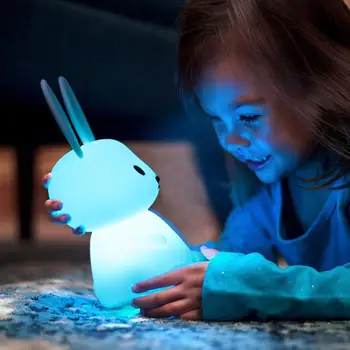 LED Nakties Šviesos Plastiko Gražių Animacinių filmų Triušis Touch Sensor Switch Valdymo Stalo Lempos Vaikams, Miegamojo Puošimas Vaikų Dovanų