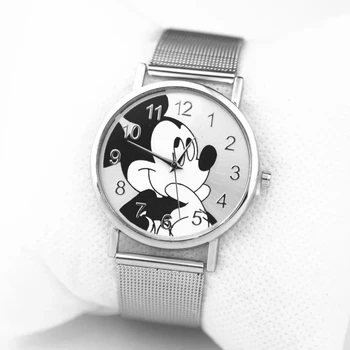 Prabangos Prekės Mickey Moterų Žiūrėti reloj 2021 Naujas Mados Kvarciniai Laikrodžiai vielinio tinklo Nerūdijančio Plieno Suknelė Laikrodžiai Montre femme