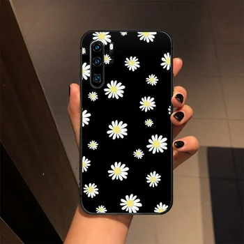 Daisy Gėlių gražus Telefono dėklas Dangtelio Korpuso Huawei P8 P9 P10 P20 30 P40 Lite Pro Plus smart Z 2019 juodos spalvos Dėklu silikono