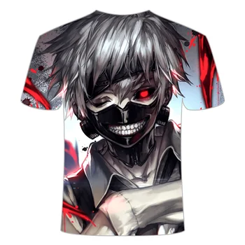 Juokinga 2021 Tokijo Pabaisa T-Shirt Vyrams Kraują Atsitiktinis Ken Kaneki 3D Spausdinimo Marškinėliai Japonų Anime Cosplay Kostiumų Vyrų apranga Topai
