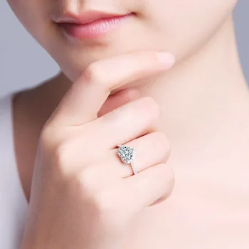 2021 Naują Žiedą sidabruotas Papuošalai Imitacija Cirkonis Žiedas širdelės Formos Moterų Micro-Inkrustacijos Brangakmenio Žiedas