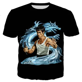 2021 Vasaros Mados Cool Naujas Bruce Lee 3D Spausdinimo Vyrų T-Shirt Laisvalaikio Stiliaus Nacionalinis Didvyris Street Viršų