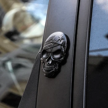 1Pcs Kaukolės Skeletas Velnias Death Metalo Emblema 3D Automobilių, Sunkvežimių, Motociklų Ženklelis, Lipdukas, Decal, Universalus 7 x 4,5 cm