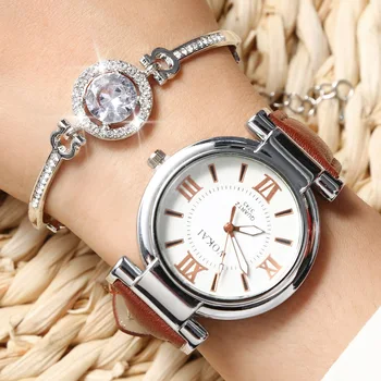 Mados atsitiktinis moterų žiūrėti su kvarco diržo minimalistinio stiliaus Romos dial moterų apyrankė laikrodis mergina vestuvių, gimtadienio dovana