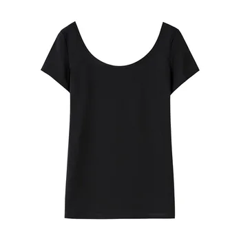 Moterų Minkštos Medvilnės marškinėliai O-KAKLO vientisos spalvos Lady Tees Trumpas Rankovės Vasaros Moterų clothings Visų rungtynių Moterų marškinėliai