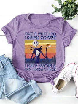 Moterų marškinėliai Harajuku Skele Išgerti Kavos, KAD TAI, KĄ aš galiu GERTI KAVĄ, aš NEKENČIU ŽMONIŲ, Letter Spausdinimo Marškinėlius Vasaros Derliaus Viršūnės