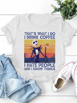 Moterų marškinėliai Harajuku Skele Išgerti Kavos, KAD TAI, KĄ aš galiu GERTI KAVĄ, aš NEKENČIU ŽMONIŲ, Letter Spausdinimo Marškinėlius Vasaros Derliaus Viršūnės