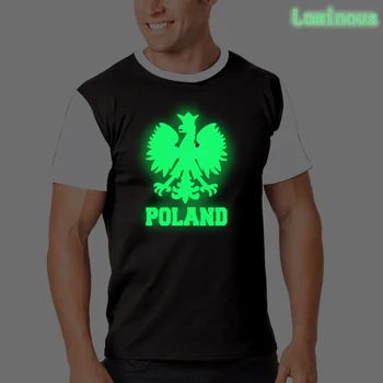 Lenkija (2) Negabaritinių Greitai-džiovinimo liuminescencinės drabužius spausdinti Plius dydžio marškinėlius Prarasti šviesos Vyrų/mergaitė/berniukas T-shirts Suaugusiųjų ir vaikų