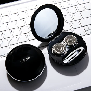 Naujas produktas apskrito magn kontaktinių lęšių atveju su veidrodžiu Ins kontaktinių lęšių atveju, Kosmetikos susisiekti box slim Kontaktinių lęšių kelionės atveju