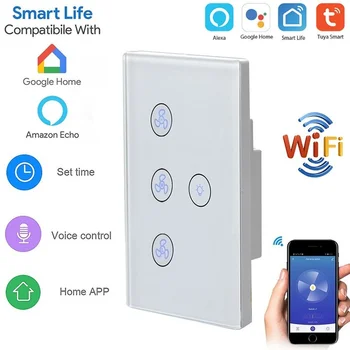 Wifi Smart Touch Ventiliatorius Šviesos Jungiklis Lubų Lempa Sienos 110V-240V ne Kontroliuoti Greitį Nuotoliniu būdu Tuya,Alexa, Google Namuose