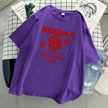 Haikyuu Tinklinio Klubas raudona spausdinti vyrų marškinėliai madinga medvilnės marškinėliai 2021 Gotikos vasaros marškinėliai hip-hop negabaritinių moterų marškinėliai