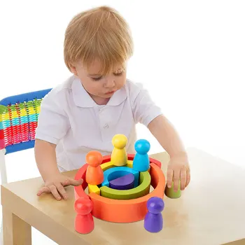 Kūdikių Vaivorykštė Mediniai Žaislai Vaikams Montessori Didelių Kūrybinių Blokai Medienos Jenga Žaidimas Pradžioje Švietimo Žaislas Vaikams Dovanų