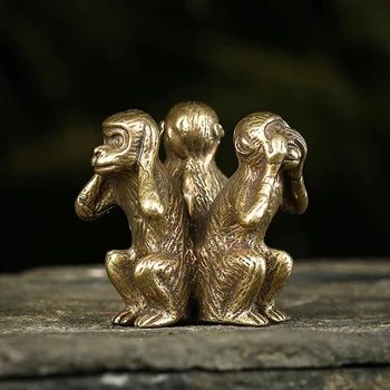 Naujas Vintage Kieto Vario Trys Beždžionės Bronzos Skulptūra Namų Dekoro Bronzos Beždžionė Figūrėlės Miniatiūrų Stalo Dekoro decoración