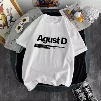 Agust D atspausdintas T-shirt naujų korėjos versija, KPOP D-2 albumą moteriški marškinėliai Yongi marškinėliai mergina mados drabužių top marškinėliai moterims