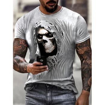 2021 naujas Kaukolės Modelis vyriški T-shirt 3D Atspausdintas Gatvės Hip-Hop Stiliaus vyriški marškinėliai Vasaros anime drabužių mados Tee Marškinėliai
