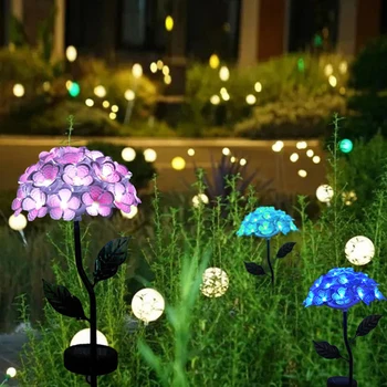 LED Saulės Šviesos Hydrangea Gėlių Vejos, Statymai Lempos Lauko Vandeniui Sodo Kraštovaizdžio Meno Apdailos Gatvės Žibintas Apšvietimas