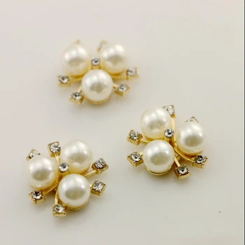 10vnt/Set Paprastas Stilius Tris Pearl Lydinio Diamond Mygtuką Gėlių Plokštė Rankų darbo Plaukų Aksesuarai 