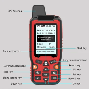 ZL-180 Ploto Matavimo prietaiso USB GPS Navigacija Kelio Žemės Ploto Metrą 2.4 colių Ekranas žemėtvarkos Žemės Navigacijos Matuoklis