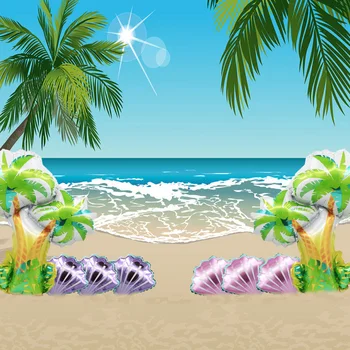 5 Vnt Animacinių Filmų Kokoso Medžio Lukšto Aliuminio Folija Balionas Sun Beach Atostogų Apdailos Prekių Helio Globos Baby Shower Vaikas Žaislas