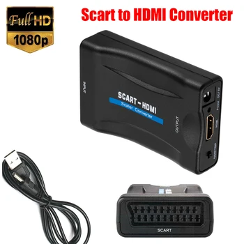 1080p Hdmi į HDMI suderinamus Scaler Konverterį Analoginio į Skaitmeninį Vaizdo Garso Adapteris Upscale AV Signalas HDTV DVD Grotuvas