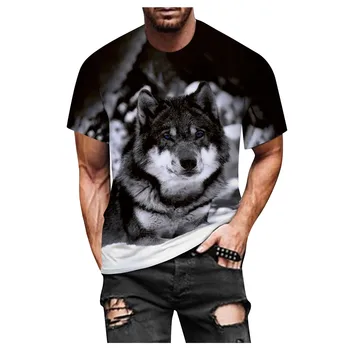 Vyriški Marškinėliai Pavasario Vasaros Atsitiktinis Slim 3d Atspausdintas Lone Wolf Spaudinių T Shirts 2021 M. Vasarą Trumpas Rankovės Marškinėliai Viršų