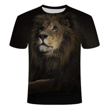 2019 Naujas Tigras, Liūtas, Leopardas Marškinėlius Mados 3d Print t shirt Apvalus Kaklas Atsitiktinis Marškinėliai Hip-Hop ' o Marškinėliai Azijos dydis 6XL Didelio dydžio