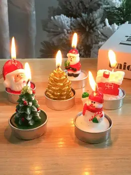 3Pcs/Set Kalėdų Žvakės Santa Namas Sniego senį, Kalėdų Eglutė Parafino Žvakės Vestuves Dekoro Žvakės Šviesa