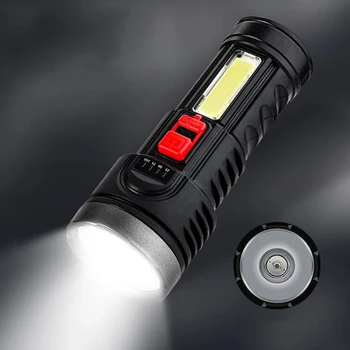 Lauko Stiprios Šviesos Žibintuvėlis USB Įkrovimo OSL Pabrėžti Nešiojamų Mobiliojo Cob Power LED Ilgo nuotolio šviesos Taktinis Žibintuvėlis