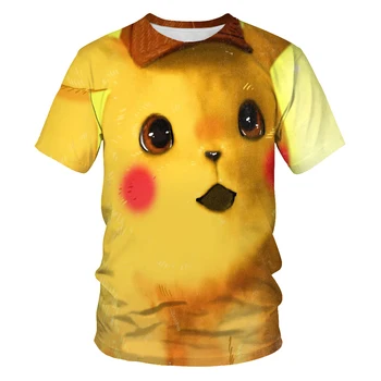 Streetwear įdomus suknelė iki Pikachu vasaros moterų ir vyrų T-shirt 3D spausdinimo asmenybė O-kaklo trumparankoviai lauko laisvalaikis