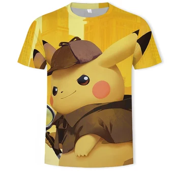 Streetwear įdomus suknelė iki Pikachu vasaros moterų ir vyrų T-shirt 3D spausdinimo asmenybė O-kaklo trumparankoviai lauko laisvalaikis