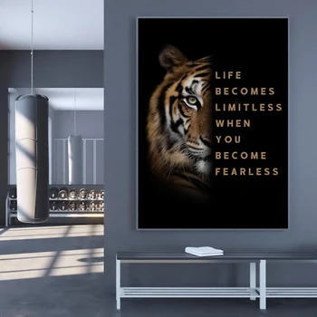 Tigras Motyvacijos fonai Drobės Tapybos Įkvepiantį Juoda Gyvūnų Plakatas Kambarys Modernių Biuro Vienas Gabalas Apdaila